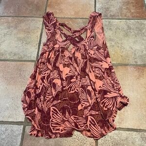 Free people, tropical, print, criss cross swing tank
